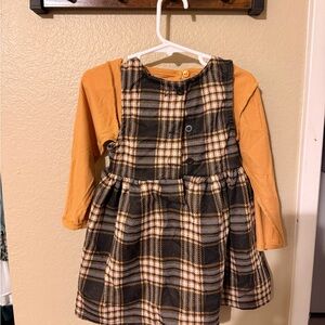 Plaid Dress with Mustard Long Sleeve